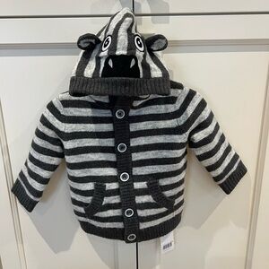 Modern moments zebra white and Gray Striped Kids Sweater